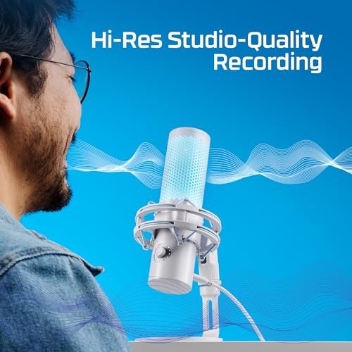 HyperX Quadcast 2 USB Condenser Gaming Microphone for PC - White: Personal Computer Accessory Set
