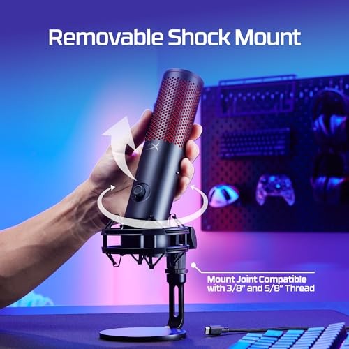 HyperX Quadcast 2 USB Condenser Gaming Microphone for PC - White: Personal Computer Accessory Set