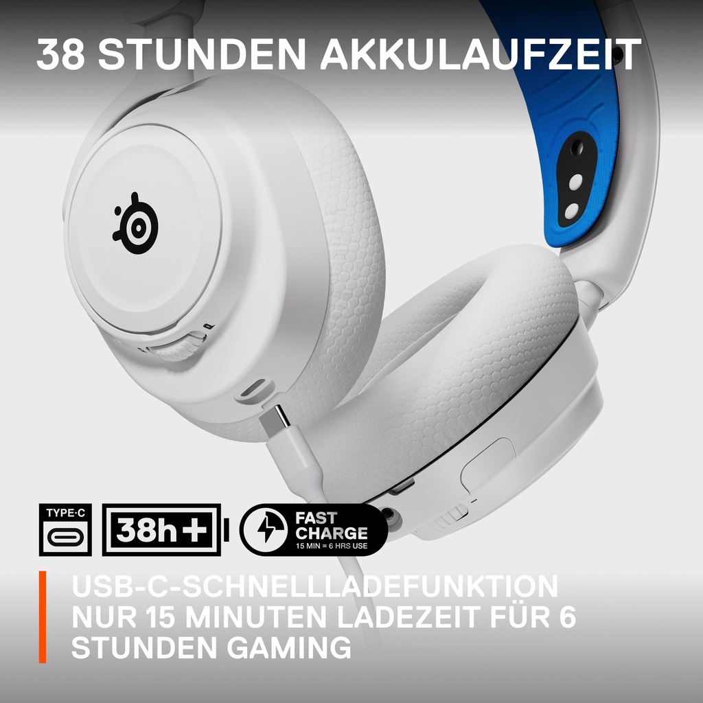 Steelseries ARCTIS NOVA 7P WHITE Headset Wireless Head-band Gaming Blu