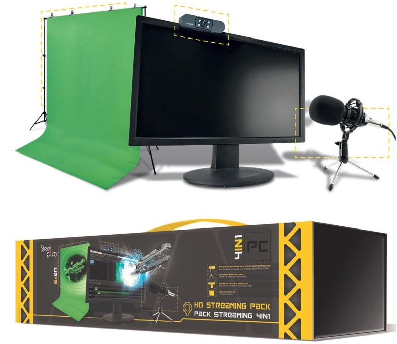 Steelplay Pro HD 4-in-1 Streaming Pack (Webcam / Microphone / Green Screen)